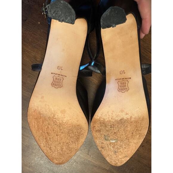 Proxy pointy toe black mary jane heels t-strap women's size 10 made in spain - Picture 5 of 5